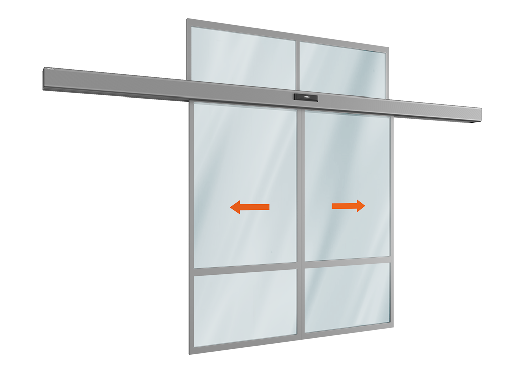 Комплект автоматической раздвижной двери (две подвижные лайтстворки и фрамуга сверху) для привода AD-SP